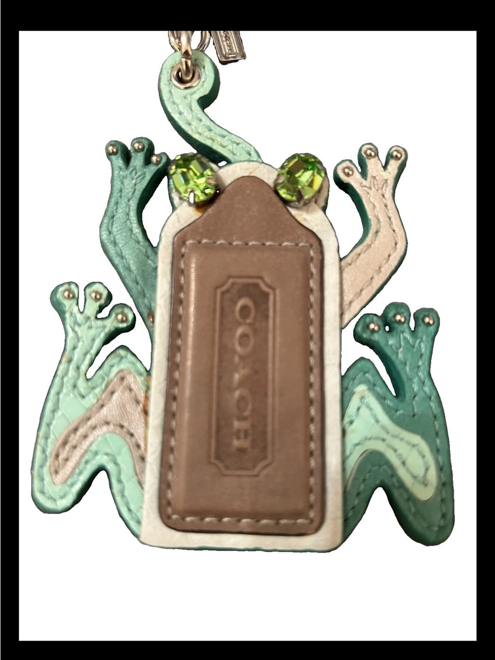 Coach Jeweled Leather Hangtag Frog Charm, 2008 Style: (#92437) *EXTREMELY RARE* - Picture 3 of 4